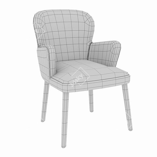 Modern Wood Accent Chair 3D model image 5