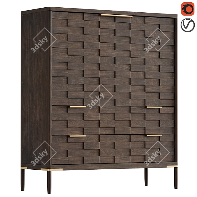 Textures 2-Drawer Oak Chest 3D model image 1
