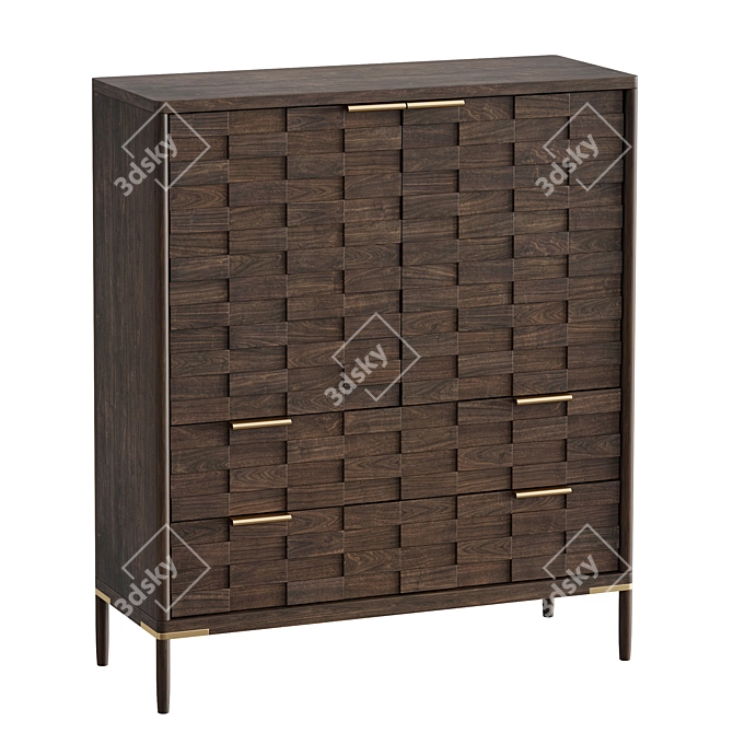 Textures 2-Drawer Oak Chest 3D model image 2