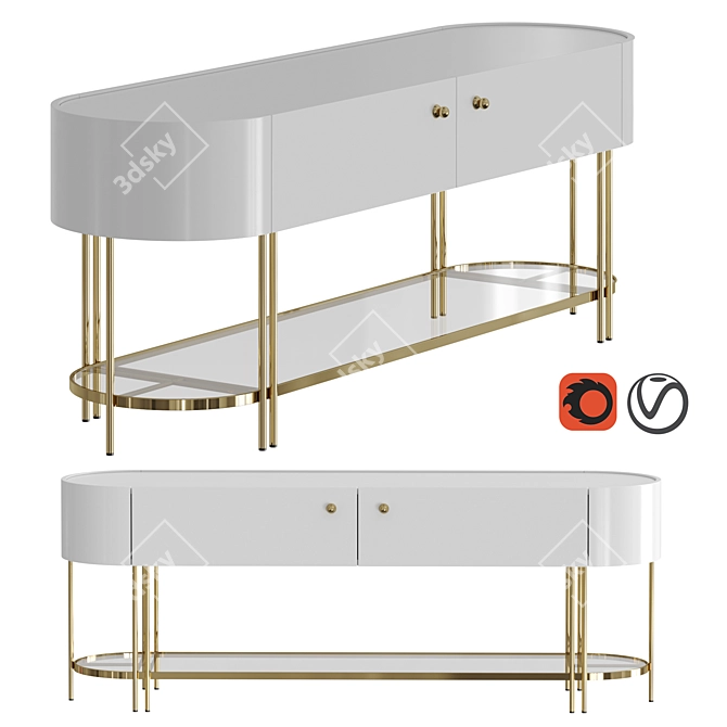 Elegant White TV Stand Nekkar 3D model image 1