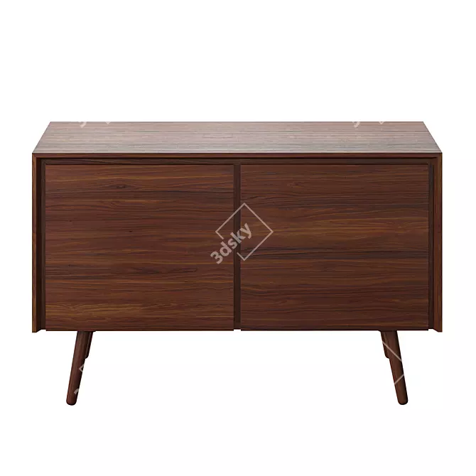 Vintage Wooden 1950s Sideboard 3D model image 3
