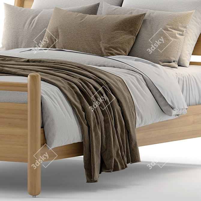 Solano Solid Wood Queen Bed 3D model image 3