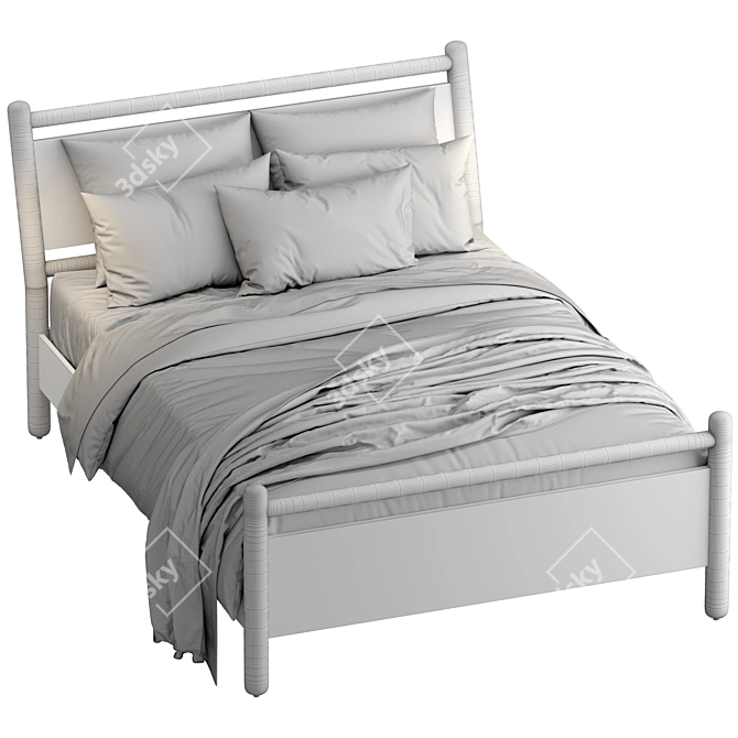Solano Solid Wood Queen Bed 3D model image 6