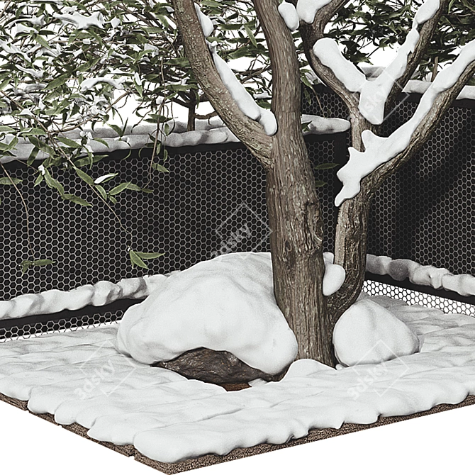 Snowy Garden Plant Set 3D 3D model image 3