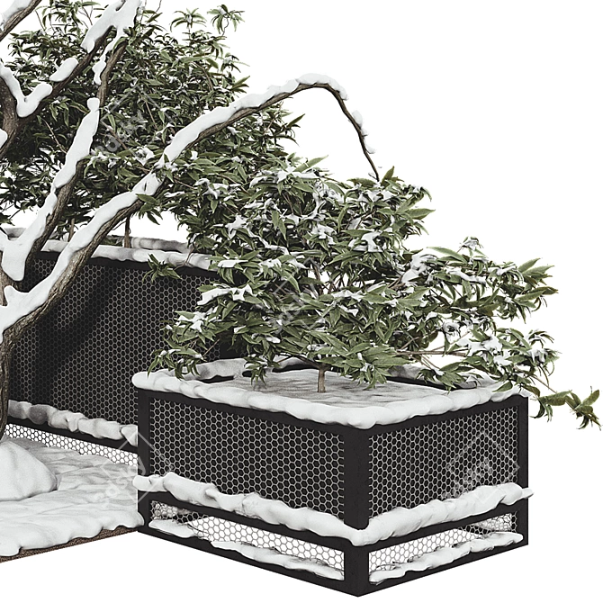 Snowy Garden Plant Set 3D 3D model image 4