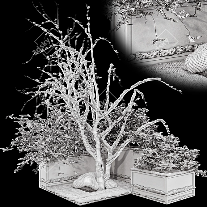 Snowy Garden Plant Set 3D 3D model image 7