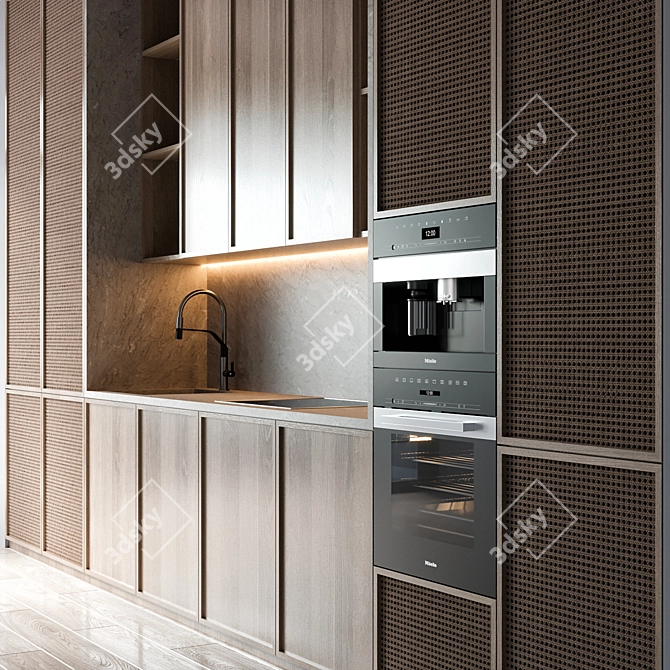 Modern Kitchen Set with High-End Appliances 3D model image 2