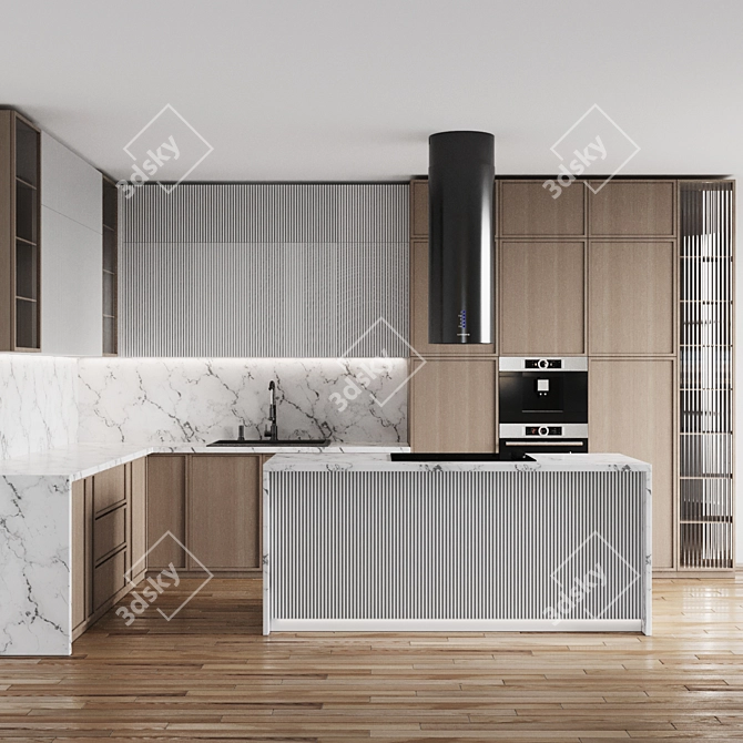 Modern Kitchen 3D Model Kit 3D model image 3