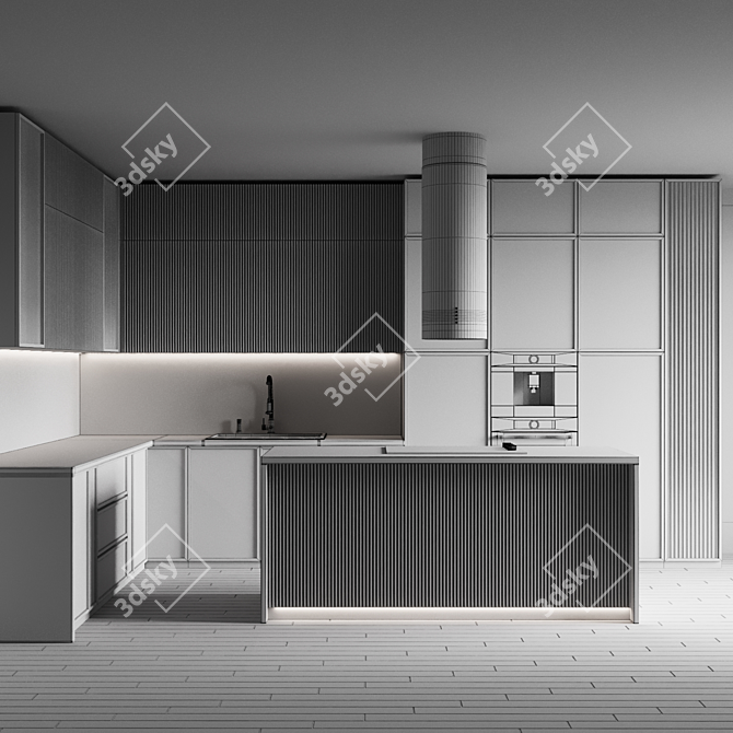 Modern Kitchen 3D Model Kit 3D model image 7