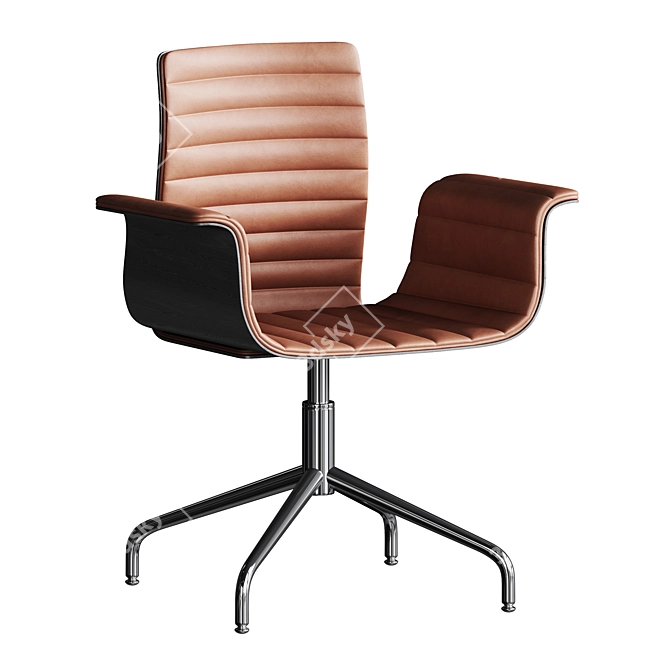 Ergonomic Leather Meeting Chair 3D model image 1