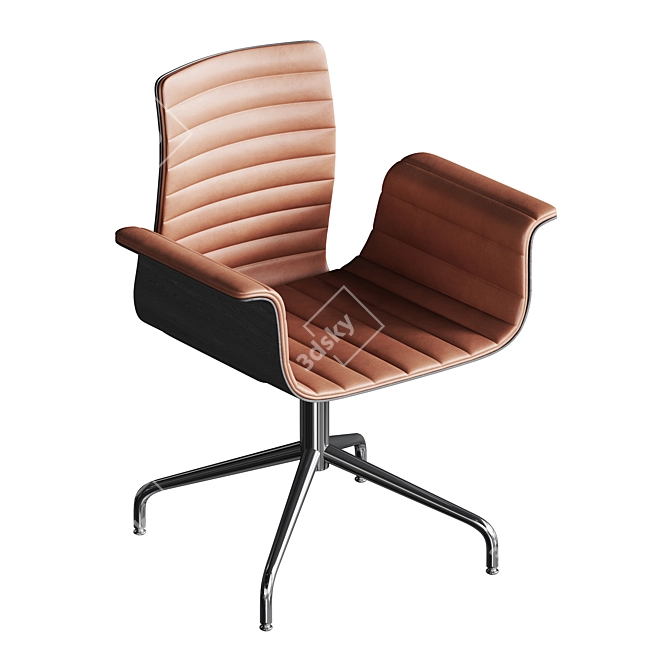 Ergonomic Leather Meeting Chair 3D model image 3