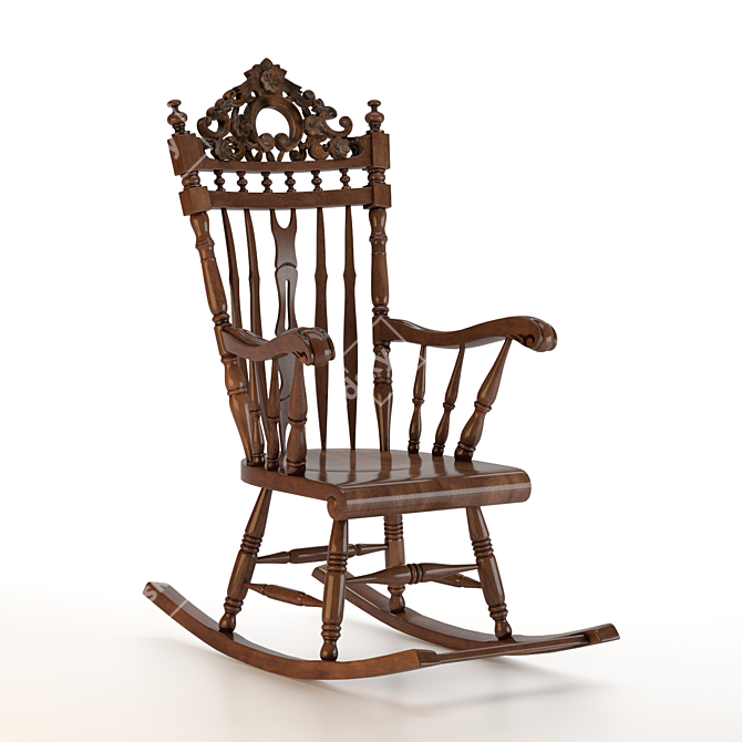 Elegant Mahogany Rocking Armchair 3D model image 1