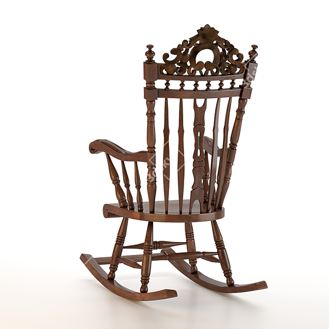 Elegant Mahogany Rocking Armchair 3D model image 2