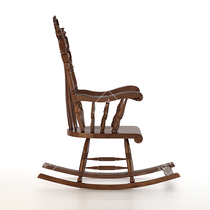 Elegant Mahogany Rocking Armchair 3D model image 4