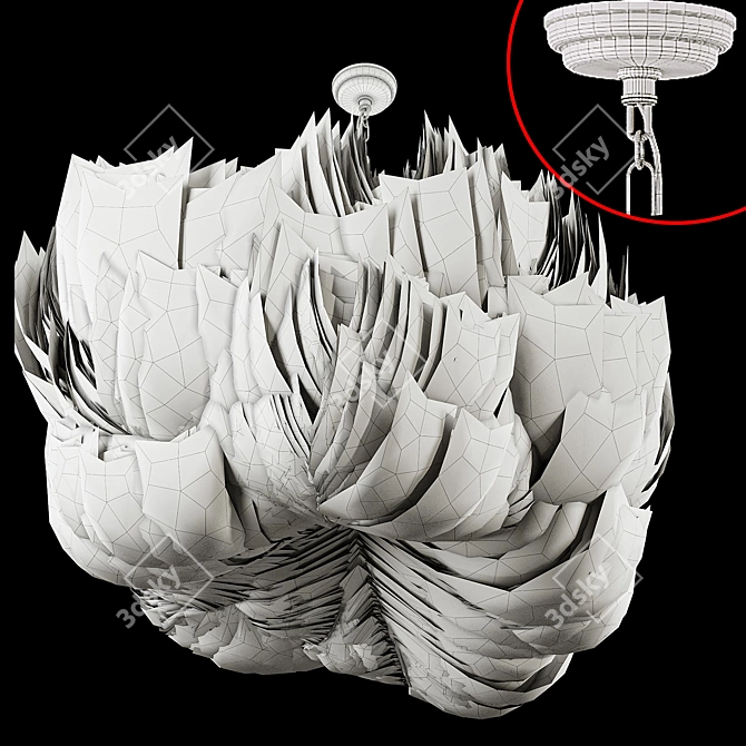 Customizable Ostrich Feather Pendant Lamp 3D model image 3