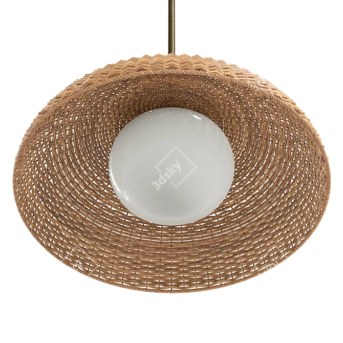 Handcrafted Rattan Pendant Light 3D model image 3