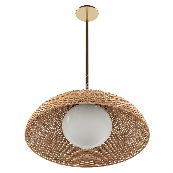 Handcrafted Rattan Pendant Light 3D model image 5