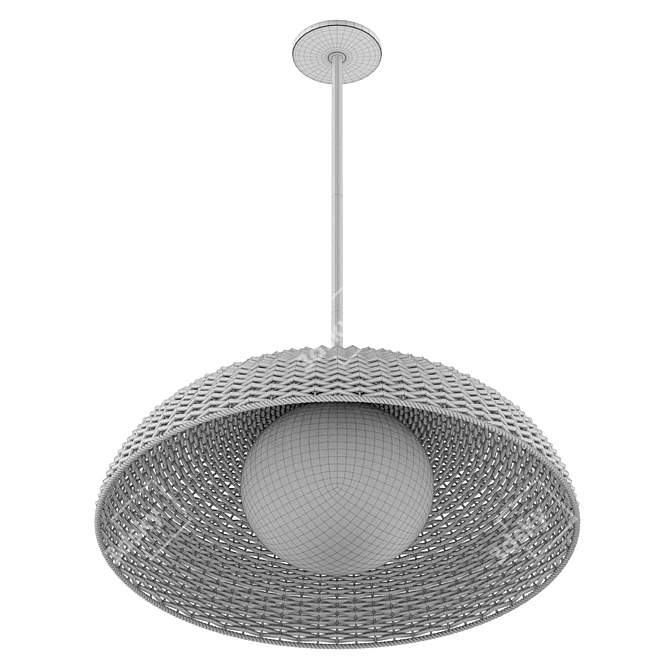 Handcrafted Rattan Pendant Light 3D model image 6