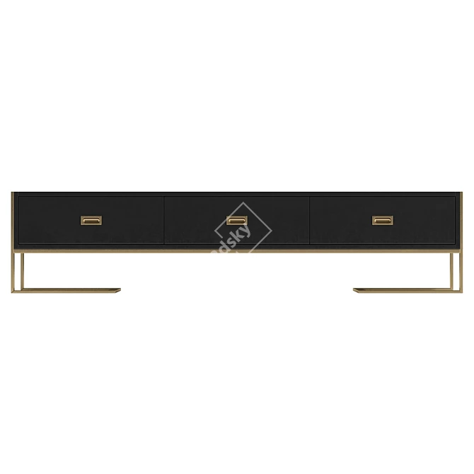 Modern Black TV Stand Drawers 3D model image 2