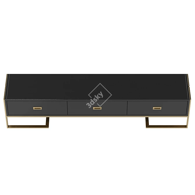 Modern Black TV Stand Drawers 3D model image 3