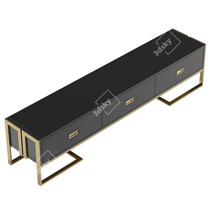 Modern Black TV Stand Drawers 3D model image 5