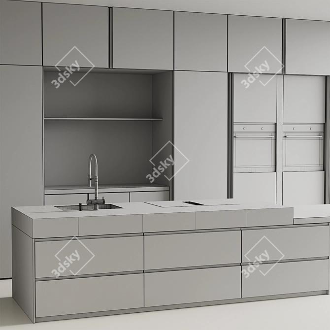 Modern Island Kitchen Set 3D model image 7