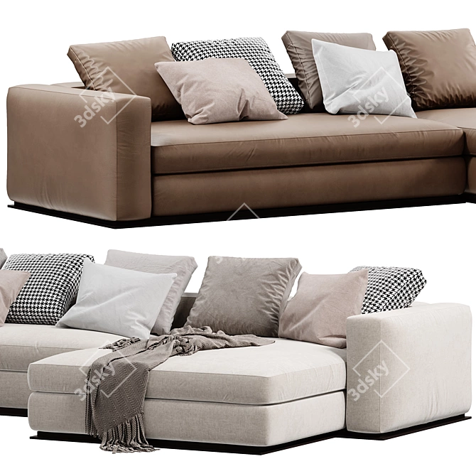Modern Minotti Chaise Longue Sofa 3D model image 2