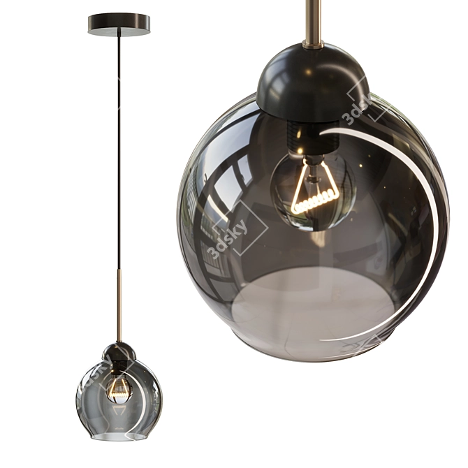 Indigo Grappoli Black Pendant Light 3D model image 1