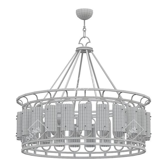 Elegant Art Deco Gold Chandelier 3D model image 2