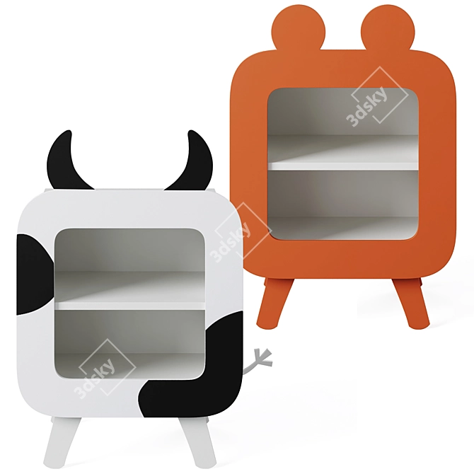 Adorable Animal-themed Kids Nightstands 3D model image 2