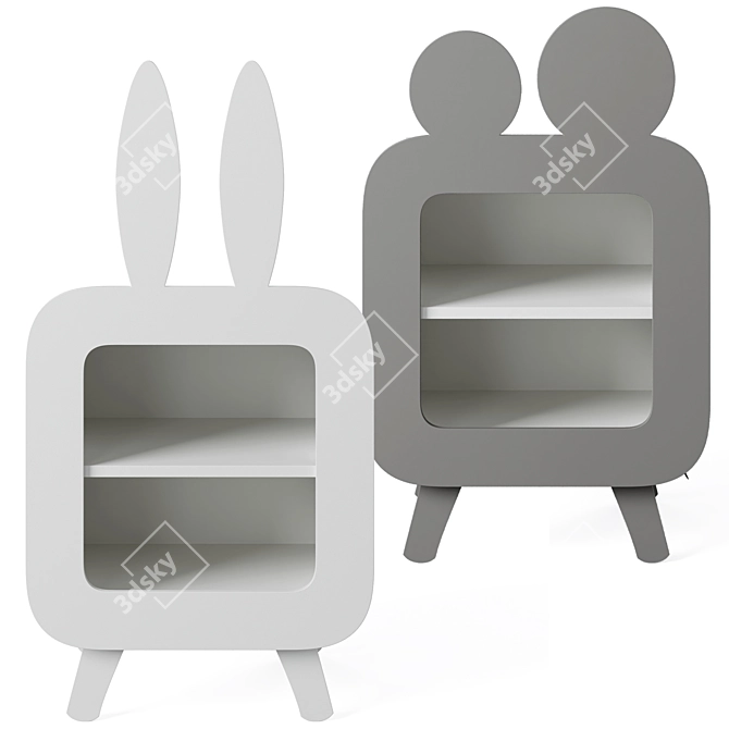 Adorable Animal-themed Kids Nightstands 3D model image 4