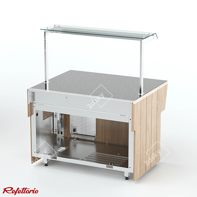 Neutral Wall Counter with Stone Top 3D model image 2