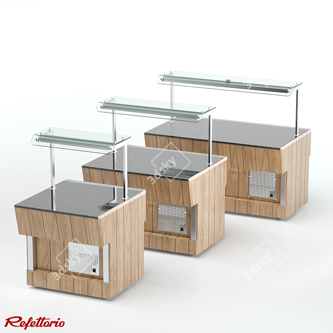 Neutral Wall Counter with Stone Top 3D model image 3