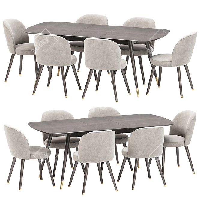 Modern Extendable Dining Set 3D model image 1