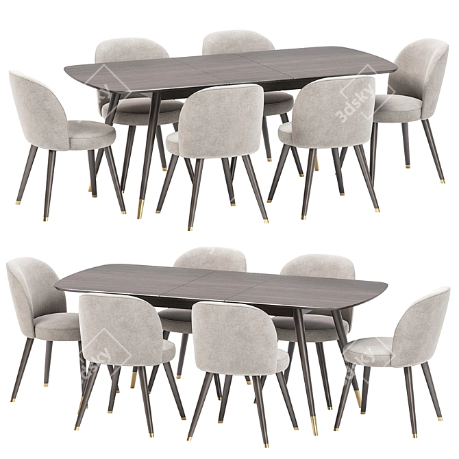Modern Extendable Dining Set 3D model image 2