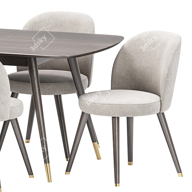Modern Extendable Dining Set 3D model image 3