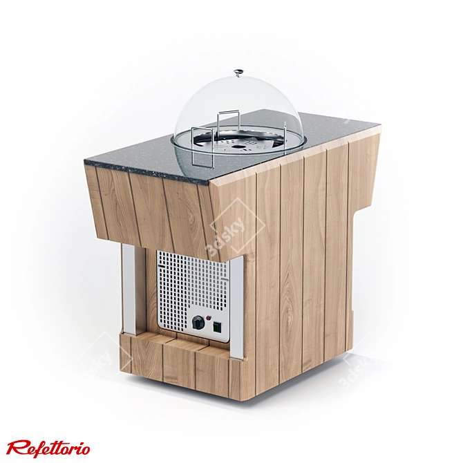 Island Plate Dispenser with Stone Countertop 3D model image 1