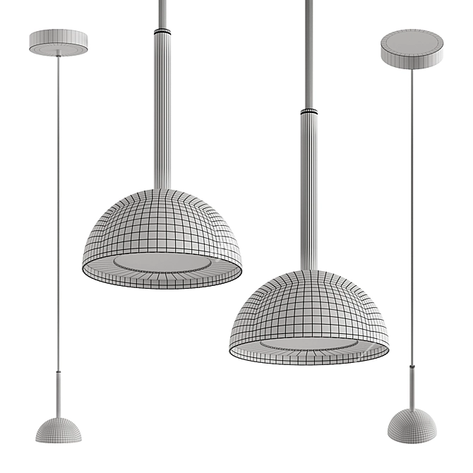 Sleek Metal Pendant Light 3D model image 5