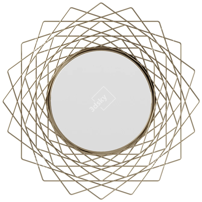 Elegant Criss-Cross Metal Mirror 3D model image 2