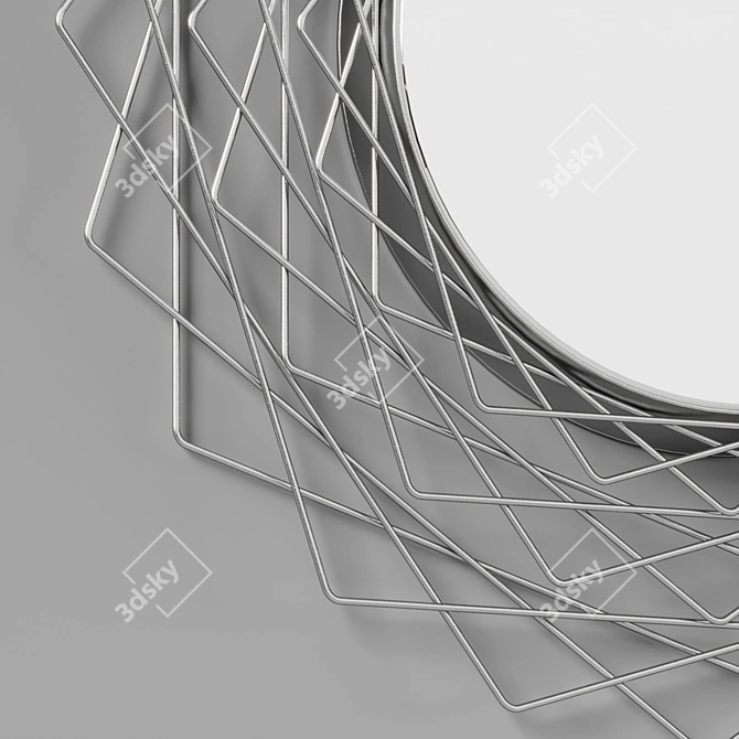 Elegant Criss-Cross Metal Mirror 3D model image 4