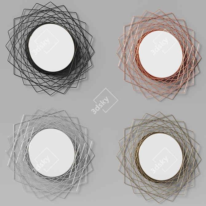 Elegant Criss-Cross Metal Mirror 3D model image 5