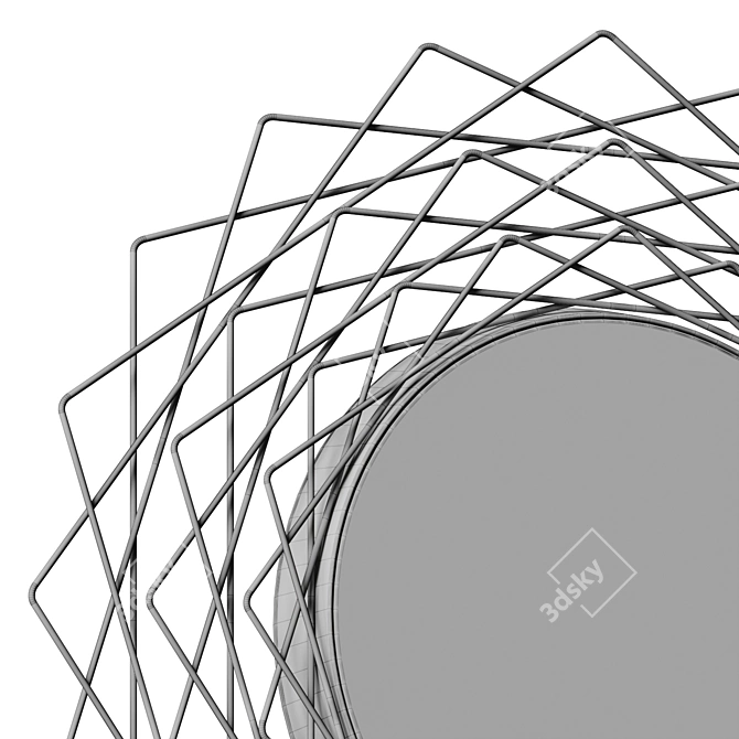 Elegant Criss-Cross Metal Mirror 3D model image 6