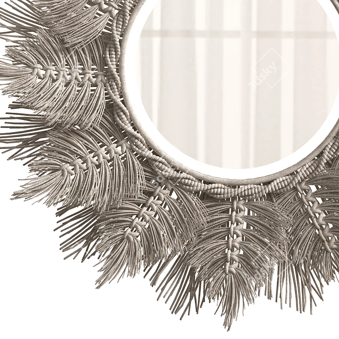 Boho Macrame Hanging Mirror 3D model image 2