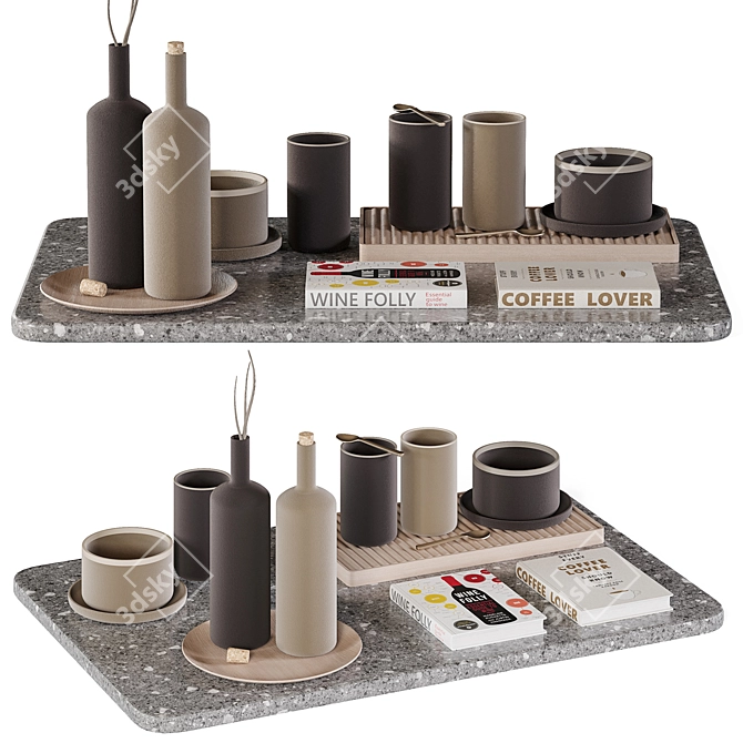 Japandi Kitchen Decor 3D Model 3D model image 1