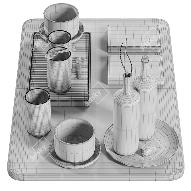 Japandi Kitchen Decor 3D Model 3D model image 6