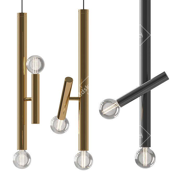 Modern Brass Pendant with Adjustable Arm 3D model image 1