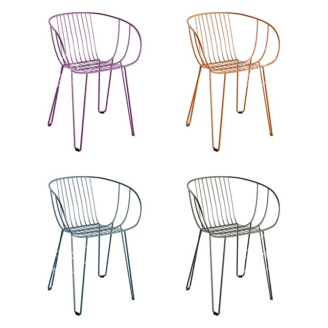 Modern Steel Outdoor Seating 3D model image 2