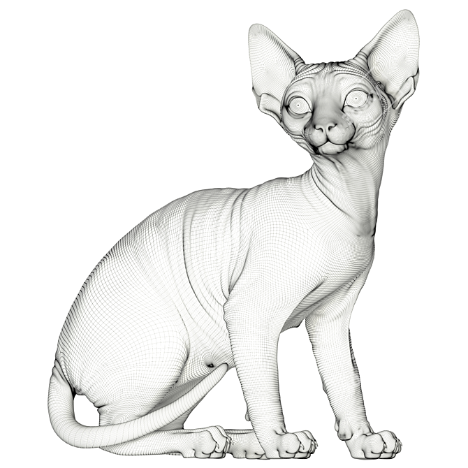 Sphynx Model Kitten: 287mm Height 3D model image 4