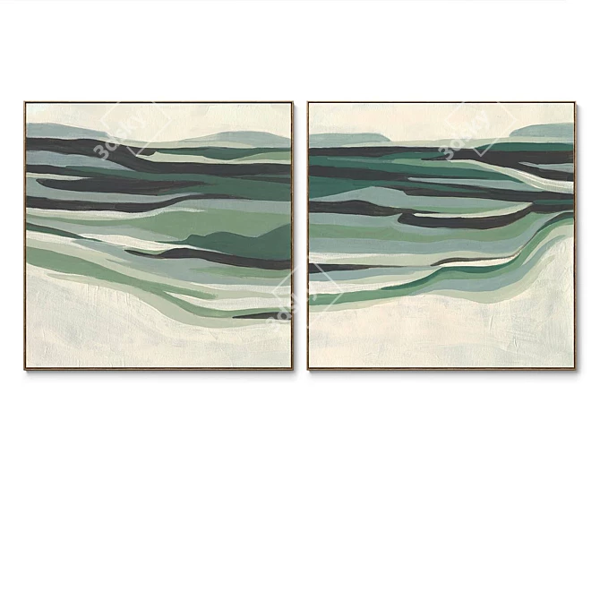 Abstract Plaster Square Frame Set 3D model image 3
