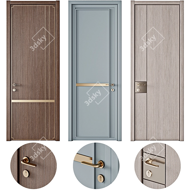 Modern Interior Doors Collection 3D model image 1